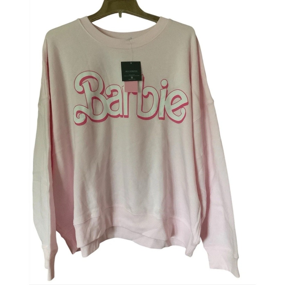 NWT BARBIE Sweatshirt Jumper Pink Fleece Lined Womens Plus 1X
